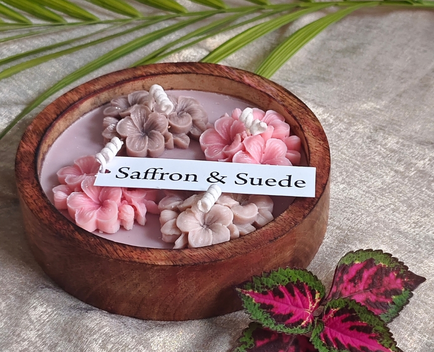 Wooden Floral Candle